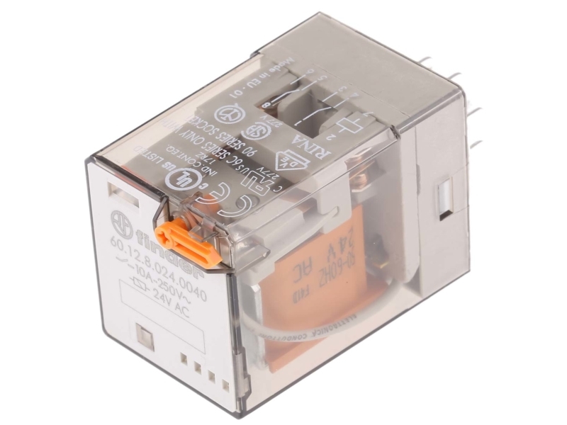 Finder 60.12.8.024.0040 Stikrelæ 24 V/Ac 10 A 2 X Omskifter 1 Stk