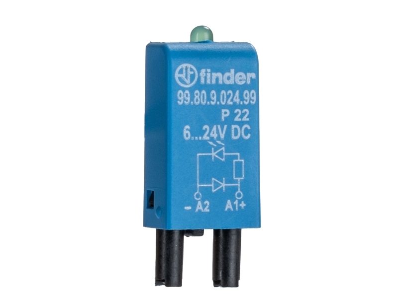 Finder Steckmodul Mit Led, Mit Freilaufdiode 99.80.9.024.99 Lichtfarbe: Grün Passend Zu Modell: Finder 94.54.1, Finder 94.84.3, Finder 95.85.3, Finde