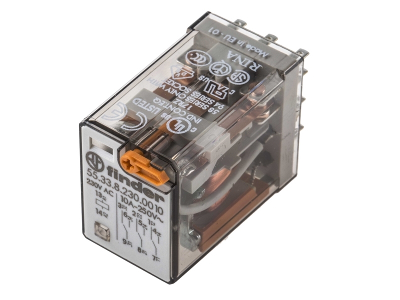 Finder 55.33.8.230.0010 Stikrelæ 230 V/Ac 10 A 3 X Omskifter 1 Stk