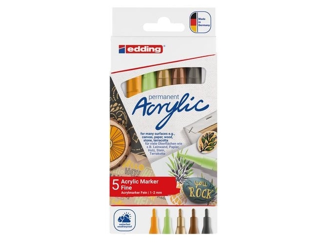 Edding Acrylic, Metallisk, Vit, Fin spets, Rund, 3 mm, målarduk, Natursten, papper, Terrakotta, Trä | Skrivredskap - Fiberpennor & Fineliner - Fiberpennor | GameStuff