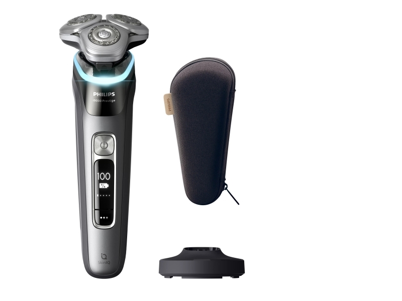 Philips i9000 Prestige XP9202/10 Rakapparat för våt- och torrakning med SkinIQ, Roterande rakhuvud, Grå, SkinIQ, Rostfritt stål, Android, iOS, Batteri
