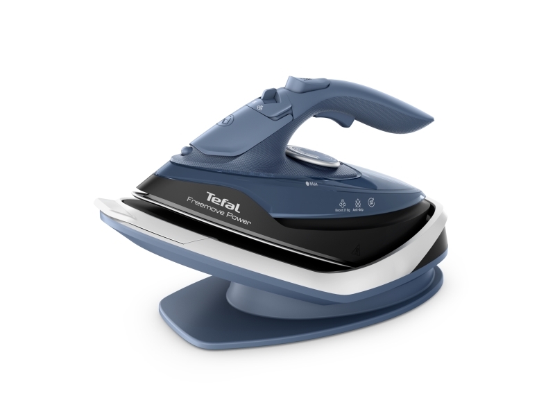 Tefal Freemove Power Fv6675e0, Tør & Dampstrygejern, Keramisk Strygesål, 1,9 M, 210 G/Min, Sort, Blå, 40 G/Min