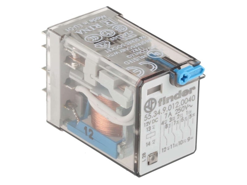 Stikbensrelæ Industri S55.34, 4P, 7A 12V DC