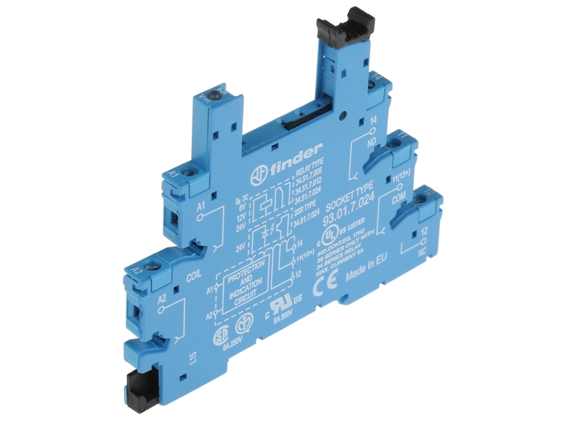 Finder Sockel Für Schmales Relais 6,2 Mm 12-24V Dc Mit Schraubklemmen