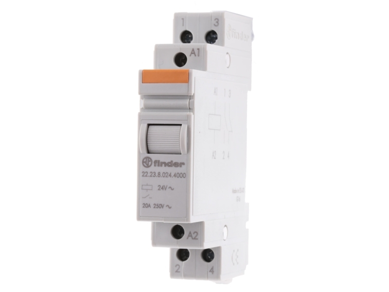 Finder Din Rail Power Relay, 24V Ac Coil, 20A Switching Current, Spst-Nc, Spst-No