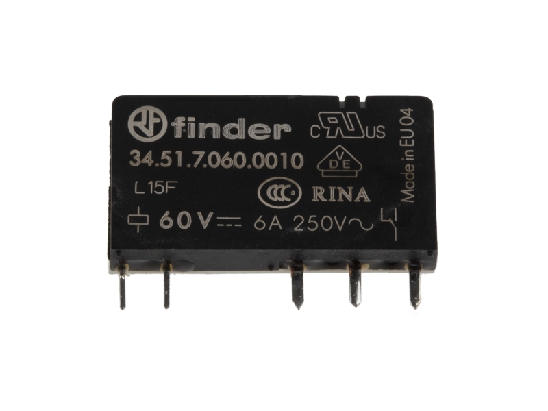 Finder 34.51.7.060.0010 Leiterplattenrelais 60 V/Dc 6 A 1 X Wechsler 1 St