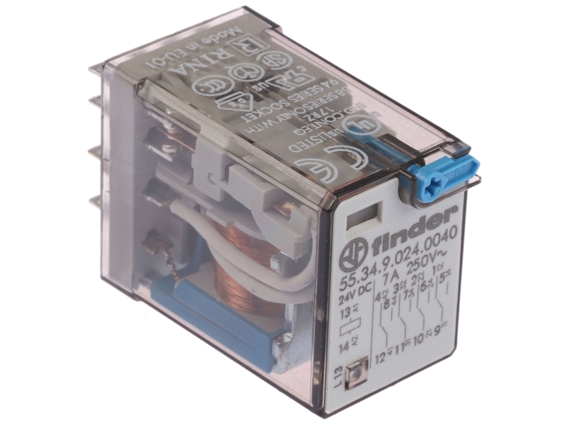 Finder Plug In Power Relay, 24V Dc Coil, 7A Switching Current, 4Pdt
