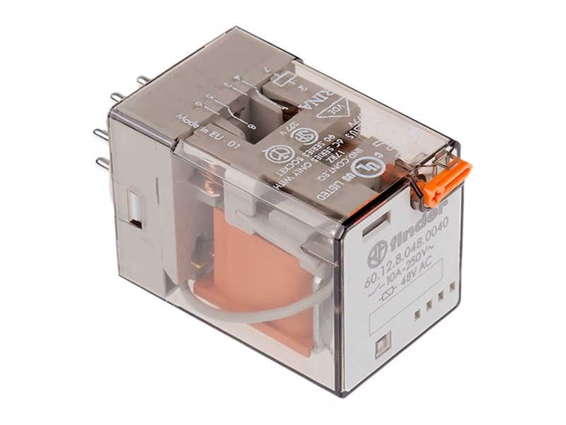 Finder 60.12.8.048.0040 Stikrelæ 48 V/Ac 10 A 2 X Omskifter 10 Stk
