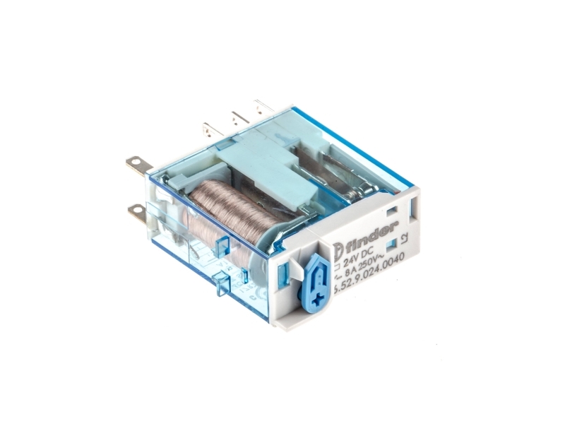 FINDER Industriellt relä 8A (15A), 2CO, 24VDC. för uttag och lödning. Låsbar testknapp och mekanisk indikator. | Datortillbehör - Laddare & Batterier - Övriga nätaggregat | GameStuff