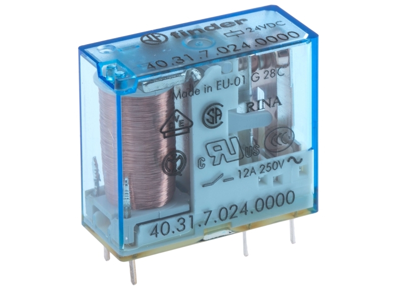 24Vdc 12A-250Vac Relæ 1 Veksler