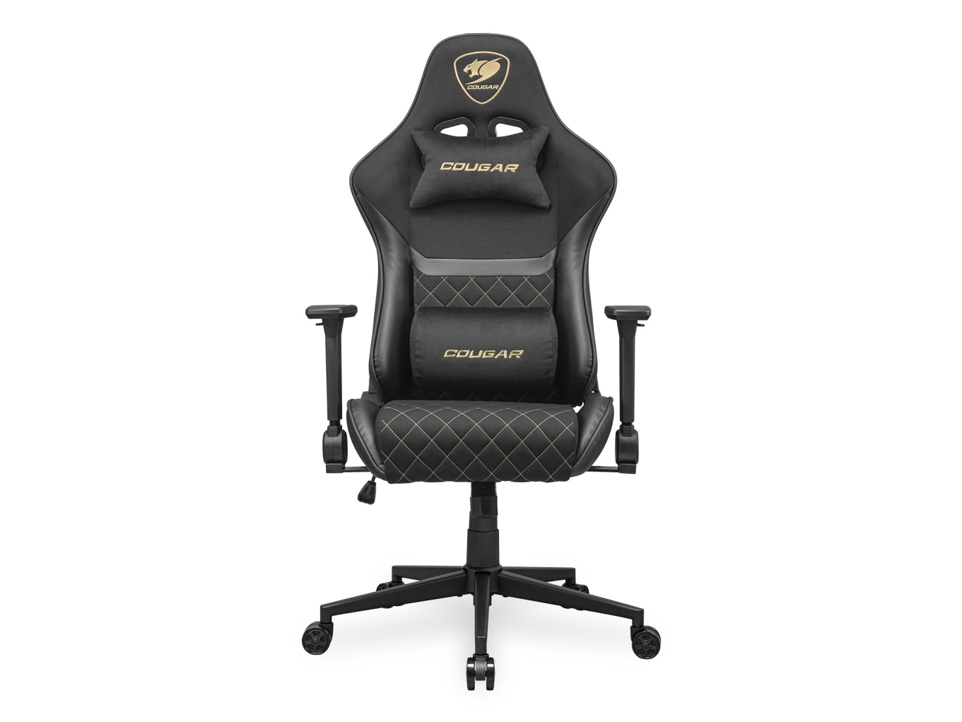 Cougar Gaming Armor One V2 Gold F, Universal Gamingstol, 120 Kg, Polstret Vatteret Sæde, Polstret Vatteret Ryglæn, Universel, Sort
