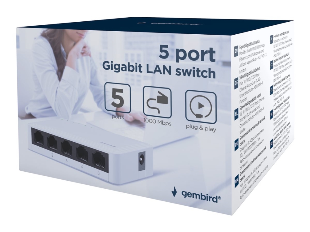 Gembird Nsw-G5-01, Unmanaged, Gigabit Ethernet (10/100/1000)