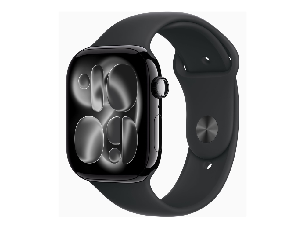 Apple Watch Series 11 (Gps) - 46 Mm - Jet Sort Aluminium - Smart Ur Med Sportsbånd - Fluoroelastomer - Sort - Båndstørrelse: S/M - 64 Gb - Bluetooth,