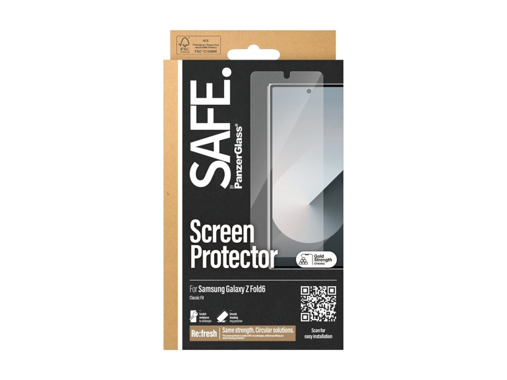 PanzerGlass SAFE. by ® Screen Protector Samsung Galaxy Z Fold6 | Classic Fit, Samsung, Samsung - Galaxy Z Fold6, Asennus kuivana, Naarmuuntumisenkestävä, Iskunkestävä, Läpinäkyvä, 1 kpl
