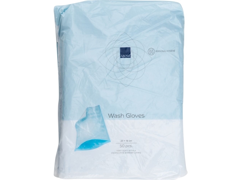 Vaskehandske, Dry, Molton, ABENA, 23x16cm, hvid, ultrasonic sealed