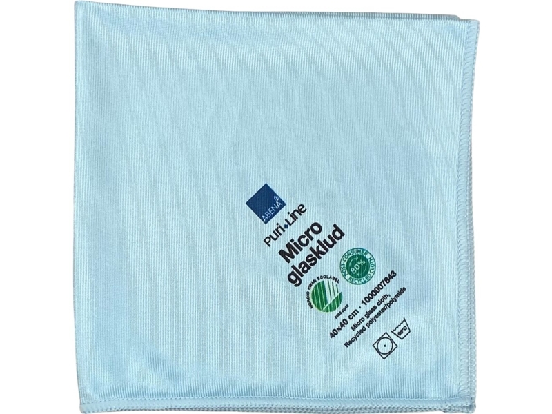 Glasklud, ABENA Puri-Line, 40x40cm, blå, mikrofiber, 80% genanvendt - (10 stk.)