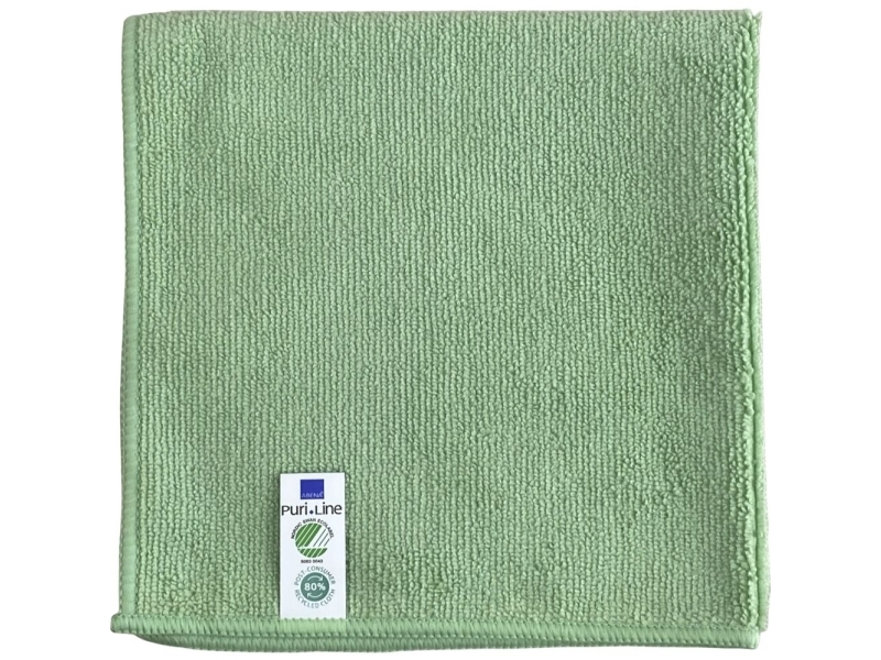 Rengøringsklud, ABENA Puri-Line Basic, 32x32cm, grøn, mikrofiber, 80% genanvendt - (10 stk./pakke)