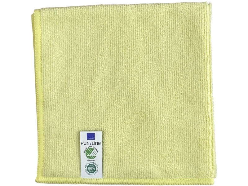 Rengøringsklud, ABENA Puri-Line Basic, 32x32cm, gul, mikrofiber, 80% genanvendt - (10 stk./pakke)