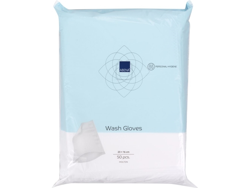 Vaskehandske, Dry, Molton, ABENA, 23x16cm, hvid, ultrasonic sealed