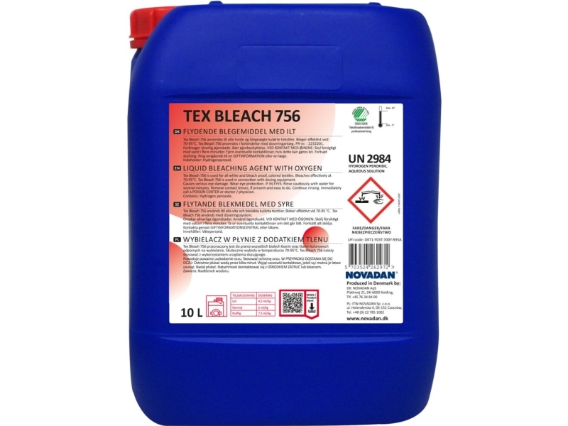 Blegemiddel, Novadan Tex Bleach 756, 10 ltr. uden klor, farve og parfume