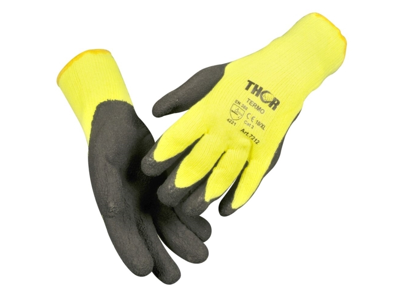 Halvdyppet Latexhandske, Thor Thermo, 8, Sort, Latex/Polyester