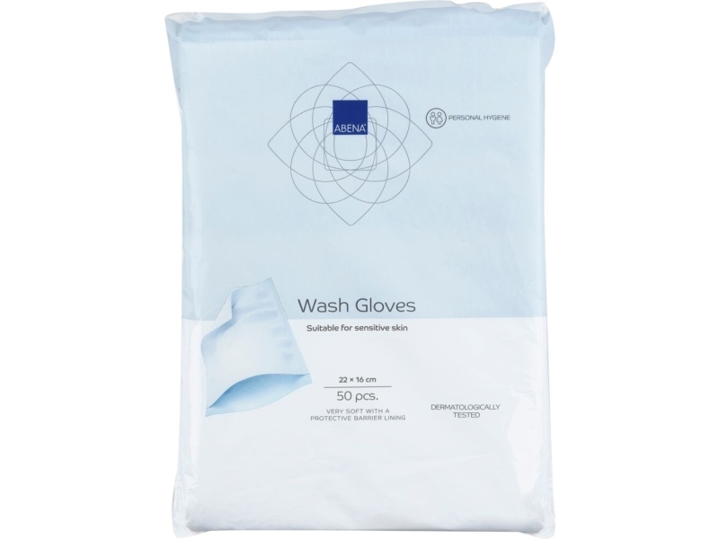 Vaskehandske, Dry, Airlaid/PE, ABENA, 23x16cm, ultrasonic sealed, airlaid, engangs - (20 pakker x 50 stk.)