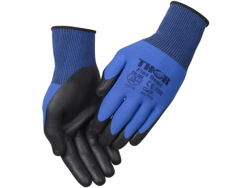 Sormeen upotettava nitriilikäsine, THOR Flex Basic, 10, sininen - (12 kpl)