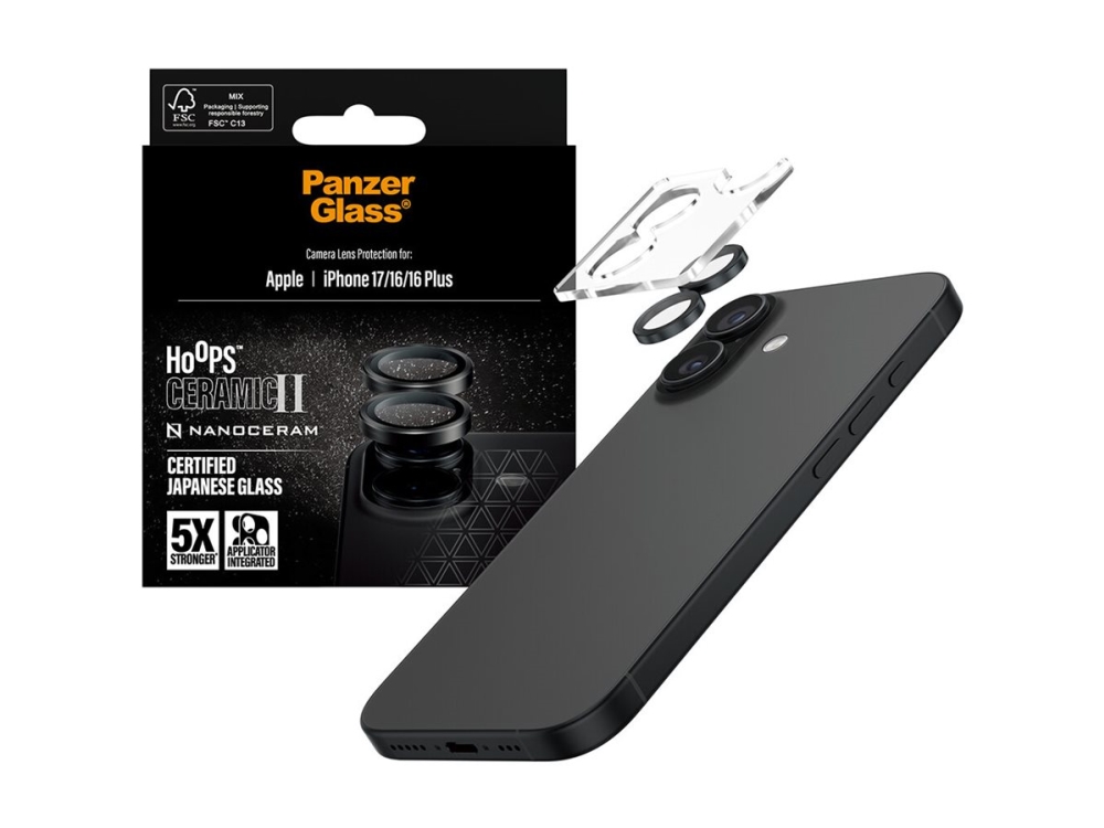 PanzerGlass Hoops Ceramic II - Objektiv beskyttelse for mobiltelefon - sort - for Apple iPhone 16, 16 Plus, 17