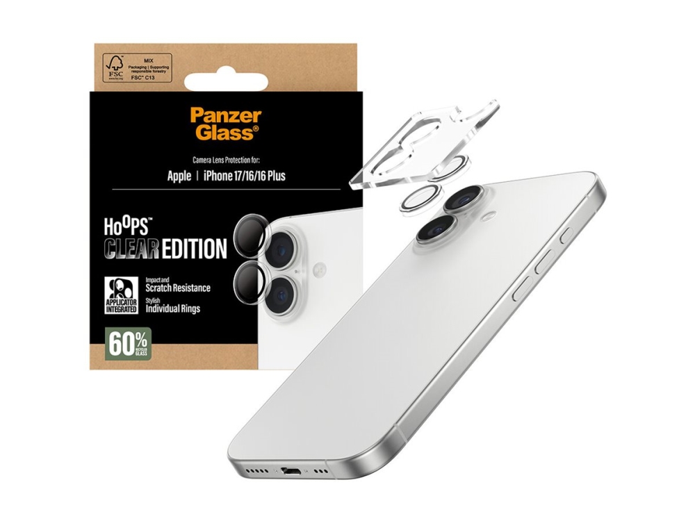 PanzerGlass Hoops - Objektiv beskyttelse for mobiltelefon - gennemsigtig - for Apple iPhone 16, 16 Plus, 17