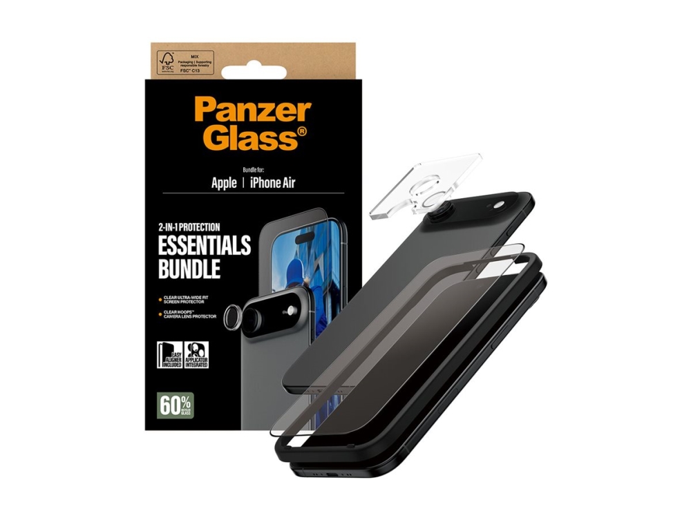 Panzerglass 2-In-1 Essentials Set Iphone Air, Apple, Apple - Iphone Air, Trockene Anwendung, Kratzresistent, Schockresistent, Transparent, 1 Stück(