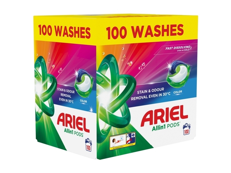 Skalbimo kapsulės Ariel All-in-1 Pods Color, 100 vnt.