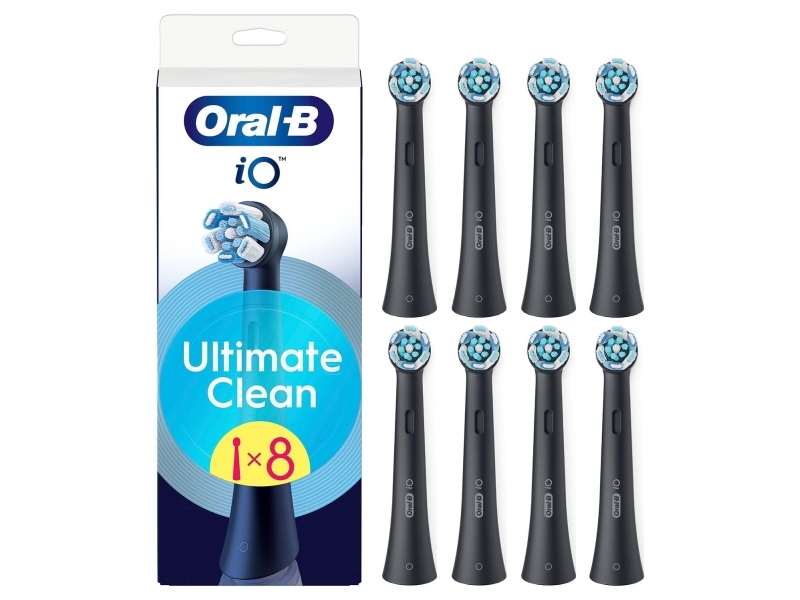 Oral-B Io Ultimate Clean Black Replacement Brushes 8Pcs, Black