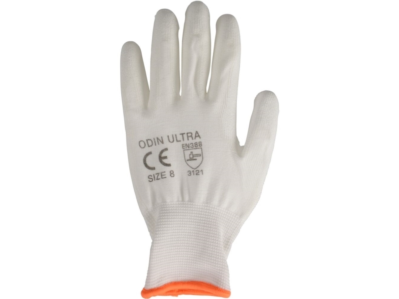 Fingerdyppet Pu Handske, Odin Ultra, 7, Hvid