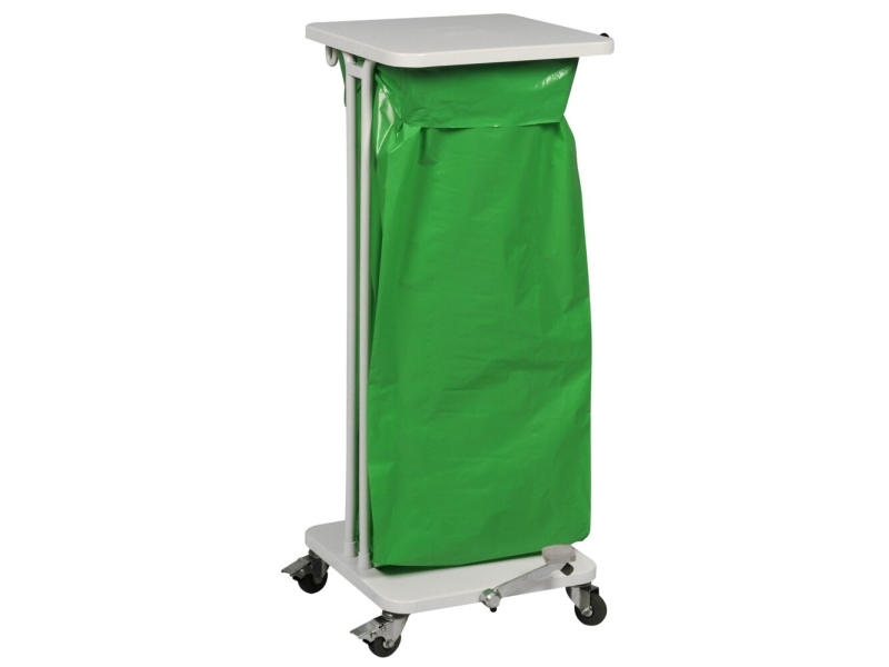 Affaldsstativ, Sækko-Boy, Hvid, Pulverlakeret Stål, 60 L, Med Pedal Og Soft Close Låg