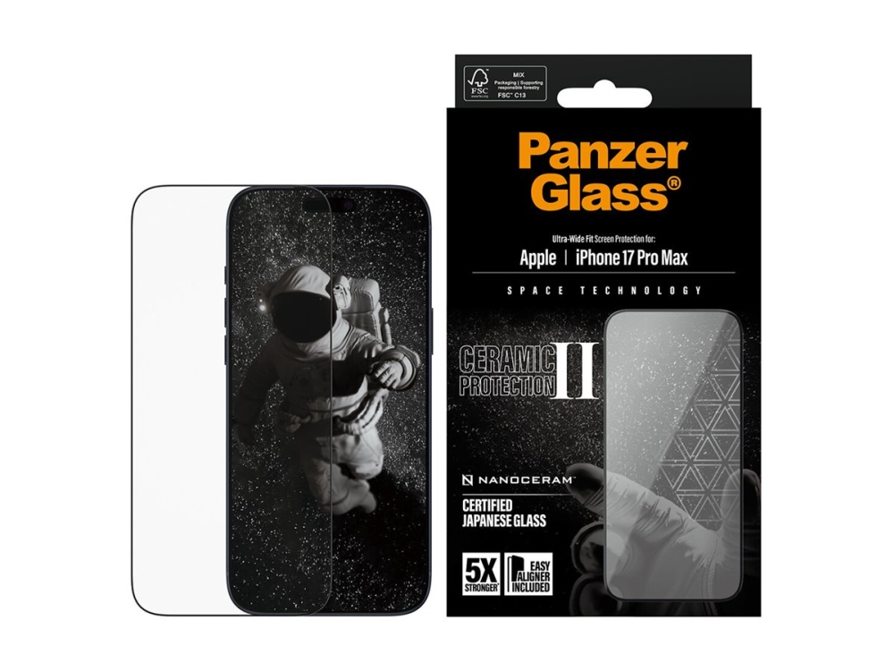 PanzerGlass Ceramic Protection II - Skärmskydd för mobiltelefon - ultrabred passning med EasyAligner - glas - ramfärg svart - för Apple iPhone 17 Pro Max | Datorer & Surfplattor - Tillbehör till surfplattor - Covers & Väskor | GameStuff