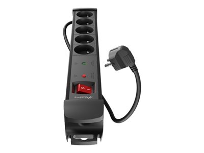 Lanberg Sp1 - Stikdåse - 2500 Watt - Input: Type F/E - Output-Stikforbindelser: 5 (Type E) - 5 M Ledning - Sort