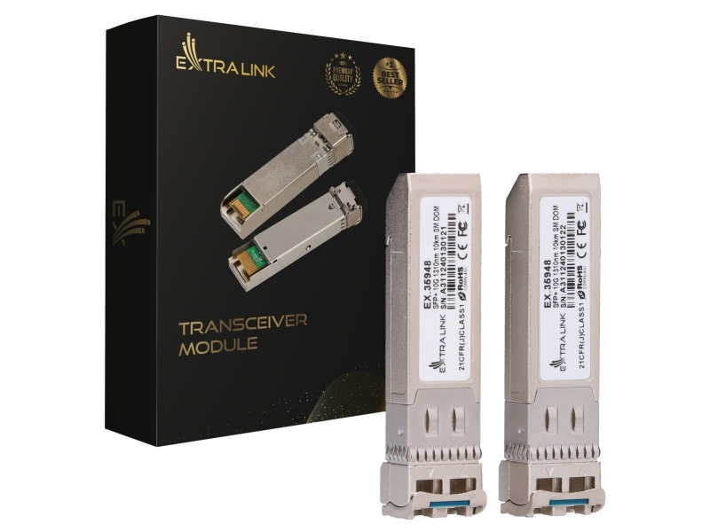 Extralink ?Akotuvas Sfp+ 10G 1310Nm 2-Pack | Sfp+ Modulis | Vieno Re?Imo, Lc, 10 Km, Skirta Hp/Aruba