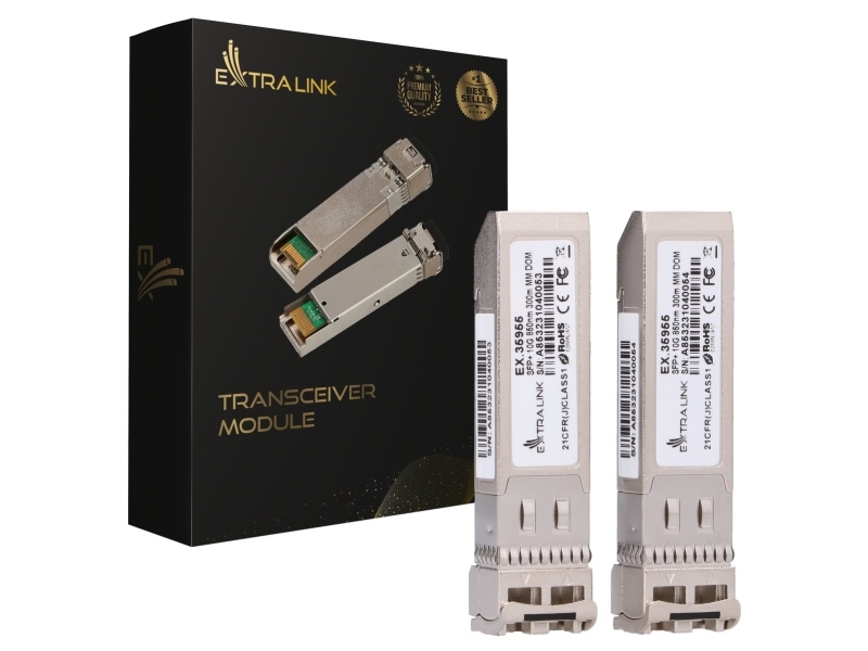Extralink Sfp+ 10G 2-Pack | Modul Sfp+ | 10Gbps, Lc/Upc, 850Nm, 300M, Multi Mode, Dom, Dedicated To Hp/Aruba (Ex.35955)