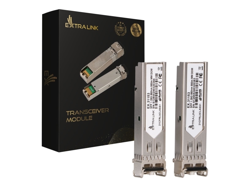 Extralink Sfp 1.25G 2-Pack | Modul Sfp | 1,25Gbps, Lc/Upc, 850Nm, 550M, Multi Mode, Dom (Ex.31153)