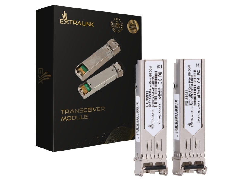 Extralink Sfp 1.25G 2-Pack | Modul Sfp | 1,25Gbps, Lc/Upc, 850Nm, 550M, Multi Mode, Dom, Dedicated To Hp/Aruba (Ex.35931)