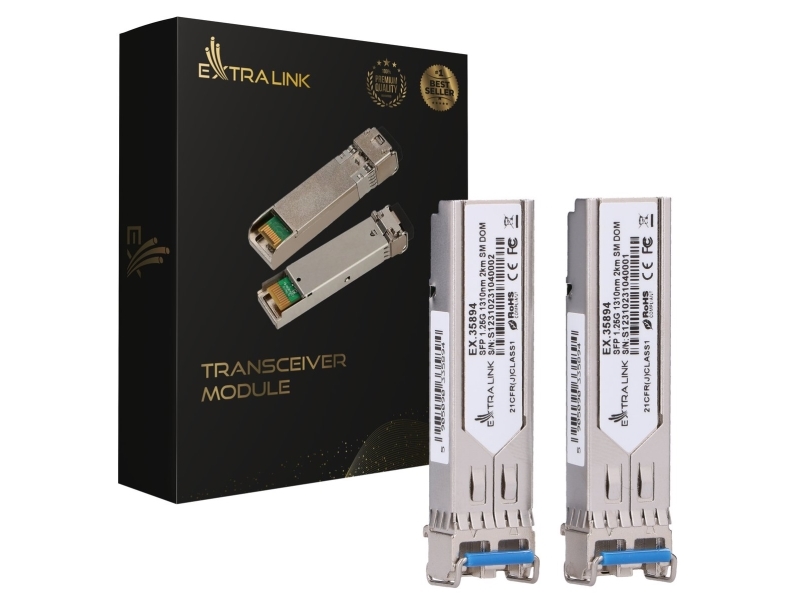 Extralink Sfp 1.25G 2-Pack | Modul Sfp | 1,25Gbps, Lc/Upc, 1310Nm, 2Km, Single Mode, Dom (Ex.35894)
