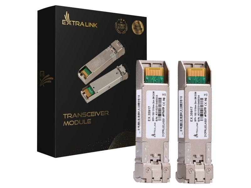 Extralink SFP+ 10G 2-pack Modul SFP+ 10Gbps, LC/UPC, 1310nm, 2km, single mode, DOM (EX.35917) | Datortillbehör - Nätverk - Övriga tillbehör | GameStuff
