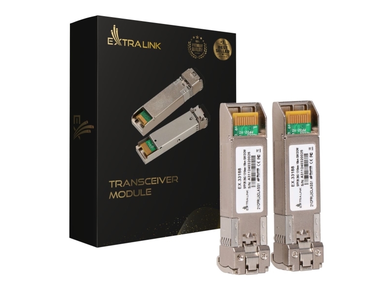 Extralink Sfp28 25G 2 Stück | Modul Sfp28 | 25 Gbps, Lc/Upc Duplex, 1310 Nm, 10 Km, Single Mode, Dom
