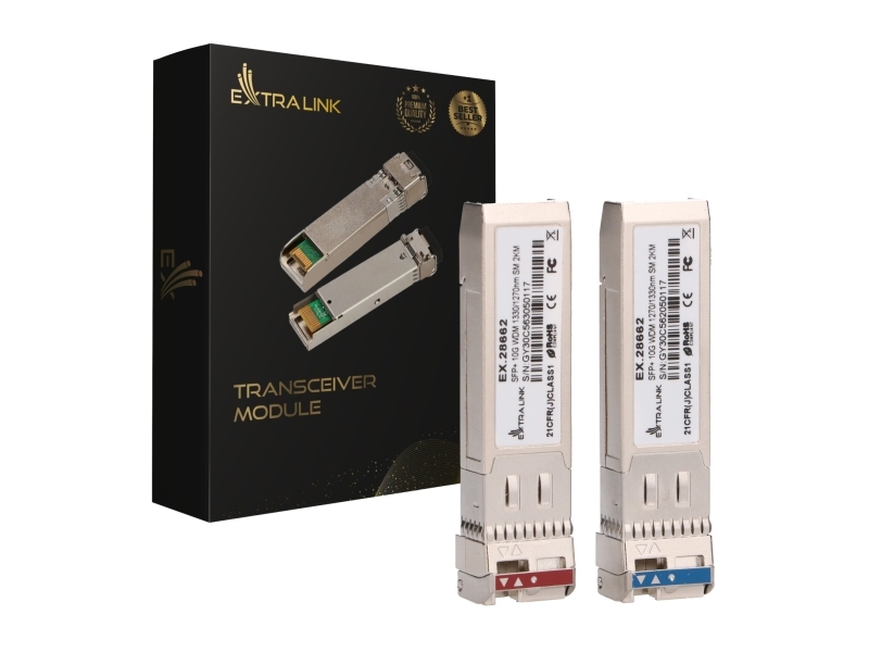 Extralink SFP+ 10G | SFP+ WDM-modul | 10 Gbps 1270/1330 nm, single-mode, 2 km, til