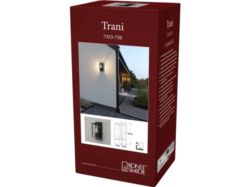 Konstsmide Trani 7353-750 Udendørs Vægbelysning E27 20 W Sort