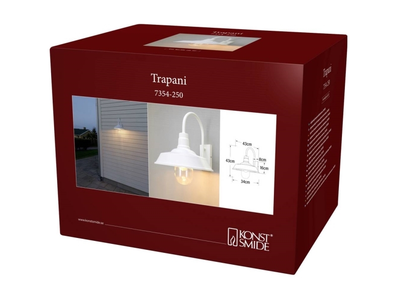 Konstsmide Trapani 7354-250 utendørs vegglampe E27 20 W hvit