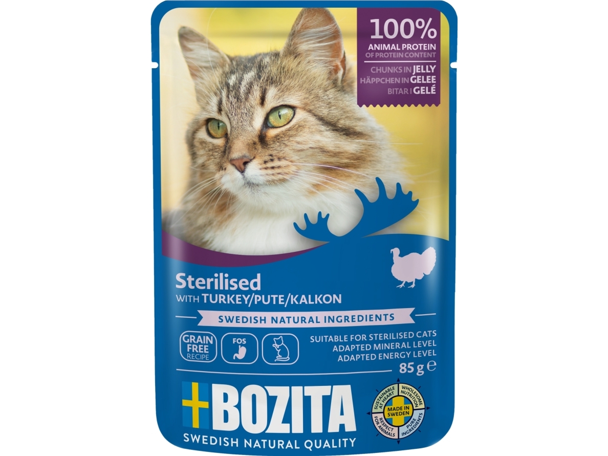 Bozita Sterilisierte Stücke In Gelee Mit Truthahn - Katzennassfutter - 85G