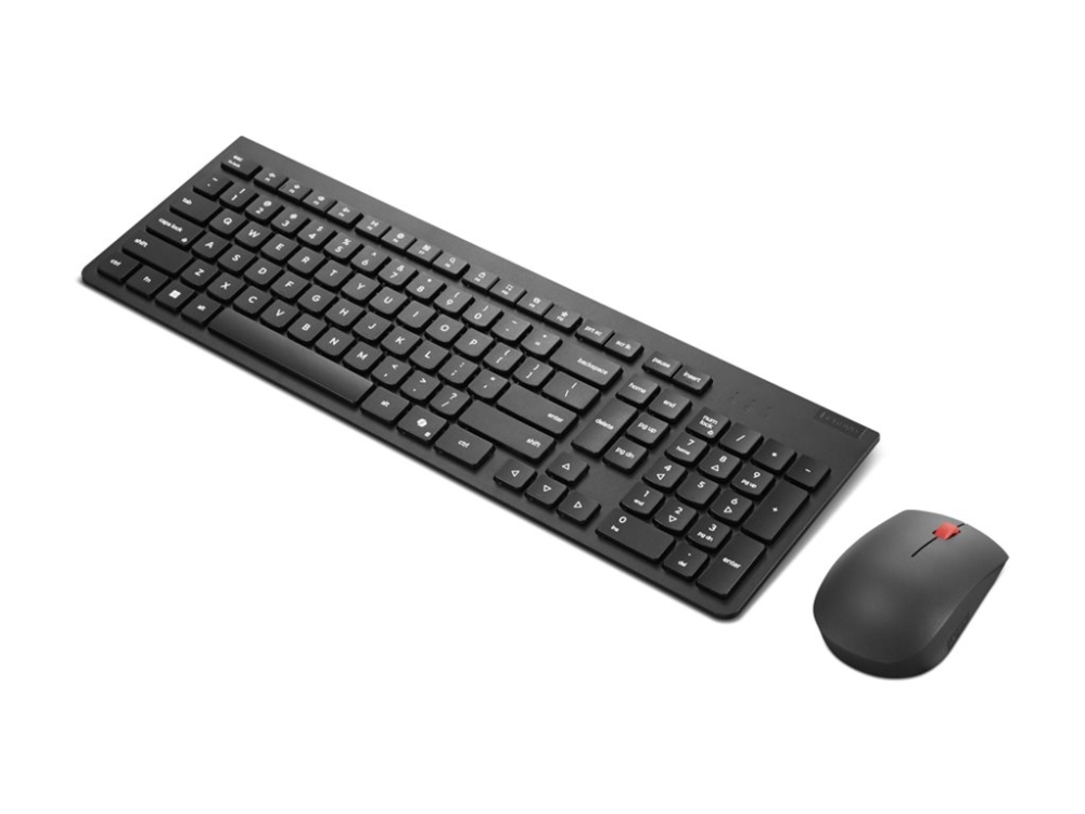 Lenovo Essential Wireless Combo Gen 2 - Sæt Med Mus Og Tastatur - Trådløs - 2.4 Ghz - Azerty - Belgien Engelsk - Sort - Brun Kasse