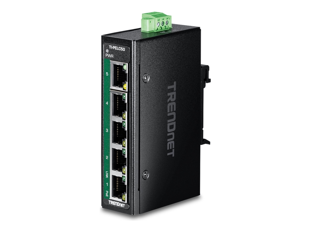 Trendnet Ti-Pelc50 - Version V1.Xr - Switch - Industrial, Mini - 4 X 10/100 (Poe+) + 1 X 10/100 - Din Monterbar På Skinne, Væg-Monterbar - Poe+ (90 W