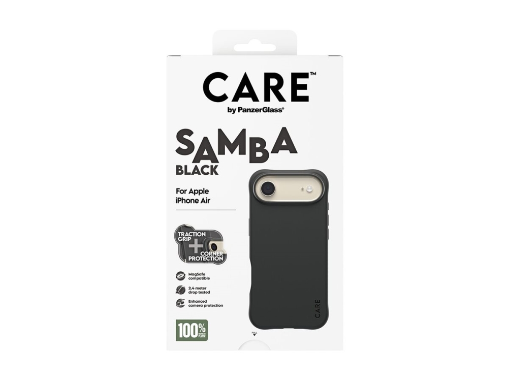 CARE by PanzerGlass Samba - Baksidesskydd för mobiltelefon - MagSafe-kompatibilitet - termoplastisk polyuretan (TPU) - svart - för Apple iPhone Air | Tele & GPS - Mobil tillbehör - Skydd & Väskor | GameStuff